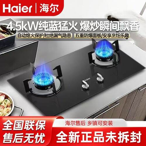 Haier/海尔JZT-Q235S天然气灶家用4.5kW猛火一级台嵌两用双眼灶