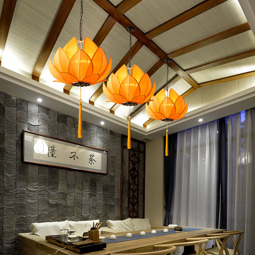 莲花灯吊灯佛堂寺庙中式荷花灯