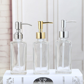 按压式 瓶 沐浴露洗发水空瓶 乳液分装 洗手液瓶子玻璃方瓶护肤品