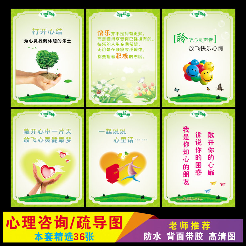 心理咨询室疏导图消除压力打开心结心态疾病学校心情校园医务墙贴
