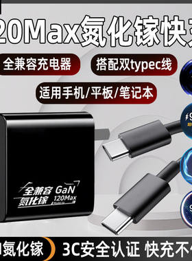 120全兼容氮化镓充电器Max快充适用华为小米OPPO苹果三星荣耀vivo手机iqoo平板充电头全协议超级快充充电插头