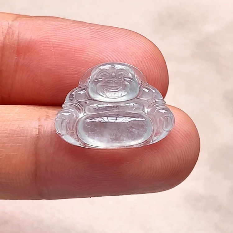 【101392】纯天然A货高冰种缅甸翡翠佛公吊坠 玉石玉器笑佛带证书