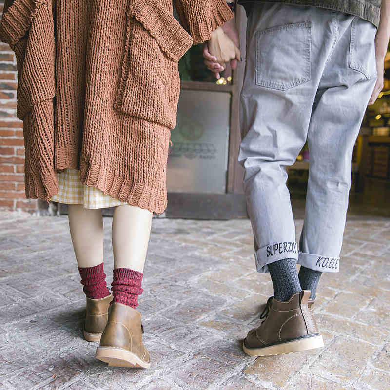 袜子女士堆堆袜粗线韩国男袜女袜复古民族风森系情侣中筒短靴棉袜