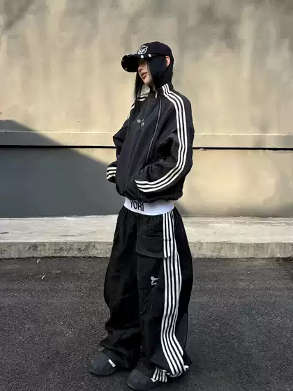 American Style Yori Sport Black Striped Raw Denim Jeans Unisex Straight Stretch Casual Pants Opium Style