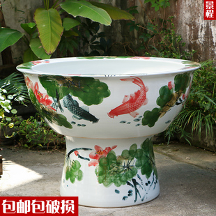 景德镇陶瓷鱼缸落地荷花缸碗莲缸特大号乌龟缸睡莲大水缸庭院客厅