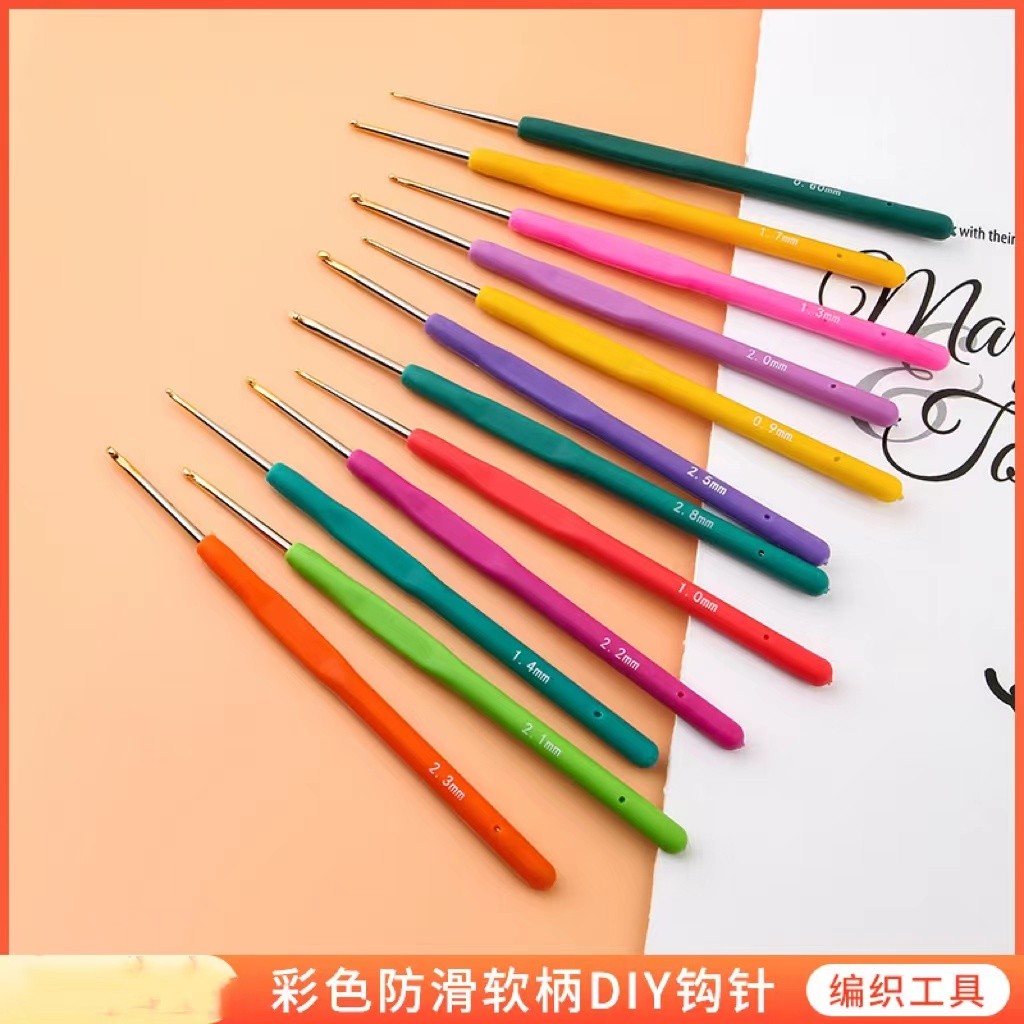 DIY 뜨개질 크로 셰 뜨개질 수제 스카프 가방 도구 색상 TPR 소프트 핸들 알루미늄 크로 셰 뜨개질 후크