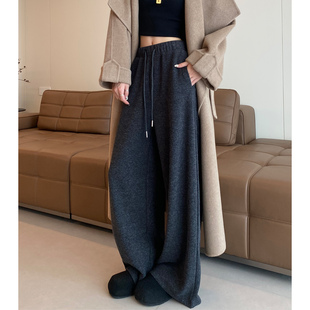 高腰宽松拖地阔腿裤 胖MM加绒休闲裤 大码 垂感显瘦糯米裤 女春秋新款