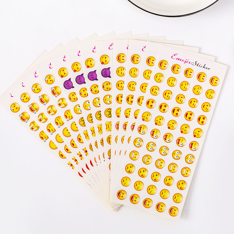 660个迷你小表情苹果横版袖珍表情包emoji贴纸笑脸新翻白眼12张入