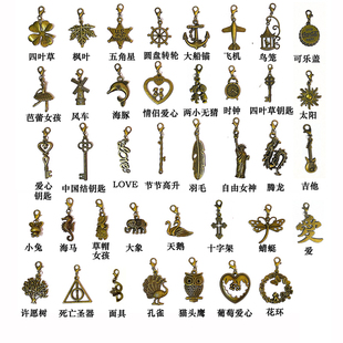 DIY手工饰品挂坠龙虾扣设计装饰扣配件复古古铜合金手帐本吊坠