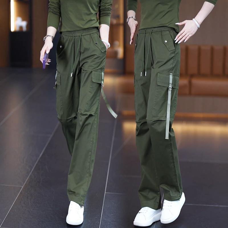 迷彩服女士宽松显瘦直筒裤