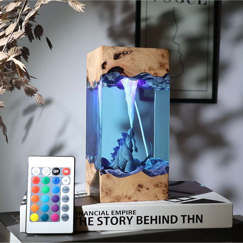 竖方海底世界巨兽哥斯拉喷电原子吐息小夜灯床头灯氛围灯摆件礼物