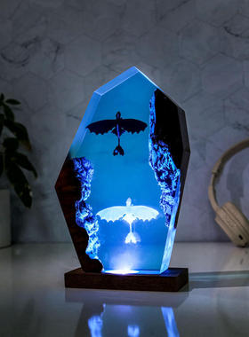 龙与地下城龙之九子夜煞喷电吐息翼龙飞龙小夜灯床头灯摆件礼物