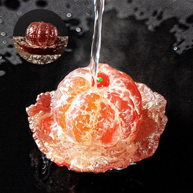 变色橘子荔枝桔子可养冲水茶宠茶具茶道禅意水果小摆件茶玩茶宠