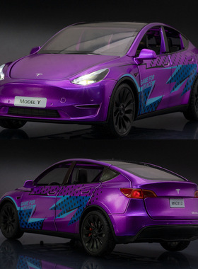1:24特思拉Tesla model y新能源电动汽车轿车摆件带声光汽车模型