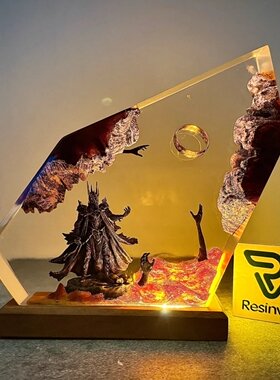 手作Resin lamp gift树脂小夜灯氛围灯魔戒魔王索伦家居卧室摆件