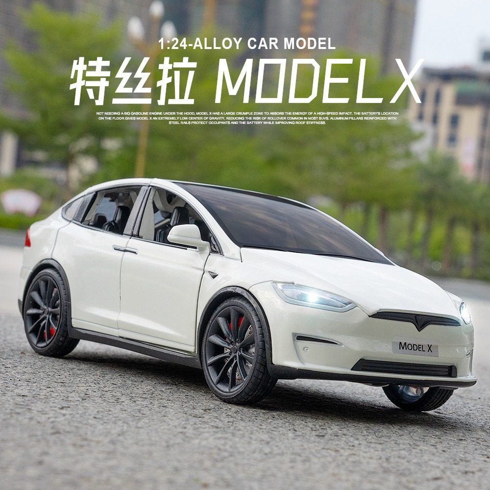 Tesla1:24特斯拉MODEL X合金电动汽车模型声光回力轿车玩具车摆件