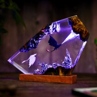 Resin Lamp Anime夜煞白煞Toothless光之怒环氧树脂灯小夜灯摆件