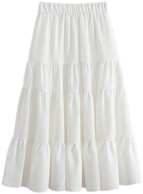 白色半身裙女夏季2025年新款高腰显瘦A字裙大下摆长款裙子