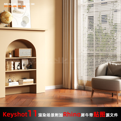 Keyshot11场景渲染文件包附加Rhino模型室内客厅窗边场景