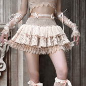 血液供给原创 半身裙 松紧腰提花蕾丝蛋糕裙裤 破碎芭蕾 宫廷法式