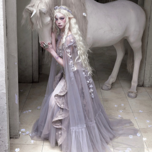 血液供给原创 手工制作花朵精灵风仙气网纱连帽斗篷春 月光兽灵