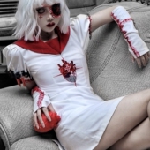 血液供给原创 東京嗜血少女 哥特暗黑系小众刺绣水手服JK连衣裙