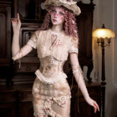 血液供给原创 爱神 诗匣圆领设计感镂空优雅爱心复古短蕾丝上衣