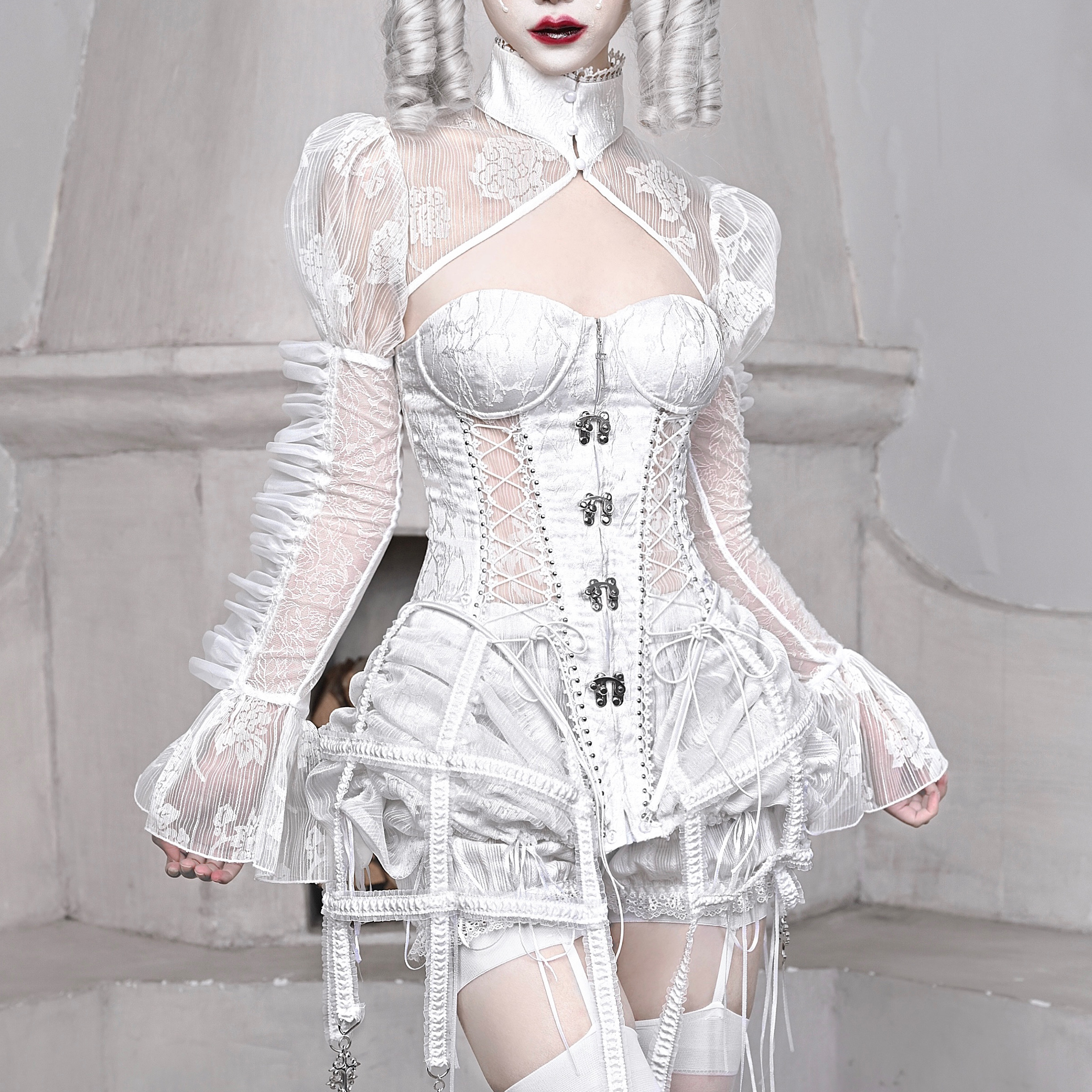 血液供给原创网纱泡泡袖坎肩