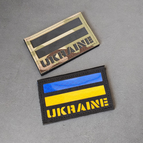 乌克兰国旗魔术贴金色三叉戟IR反光红外反射刺绣布贴UKRaine徽章