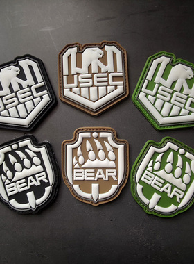 俄罗斯逃离塔科夫PVC橡胶3D 立体USEC BEAR魔术贴章熊爪徽章臂章