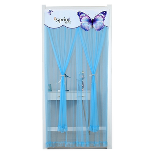 家用蕾丝门帘夏季防蚊虫卧室厨房布艺隔断帘装饰纱帘魔术贴免打孔