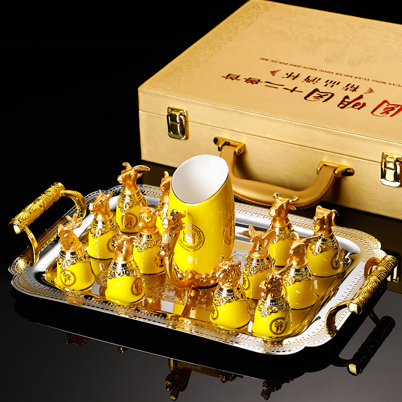 创意十二生肖陶瓷白酒杯分酒器套装家用酒盅圆明园仿古中式酒杯子|ruв категории посуда, до дна/бокал/вино, 酒杯（新）, 白酒杯 - от Buy2taobao.com для оказания профессиональной услуги покупки агента Taobao