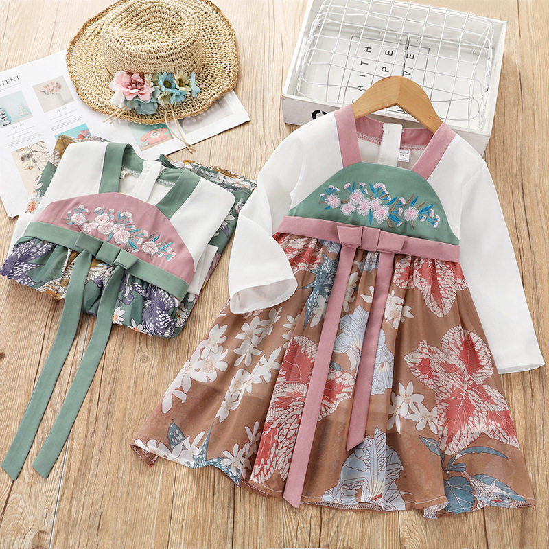 宋制汉服女童仙气飘逸襦裙古风裙子春季雪纺古装女童霸气连衣裙子