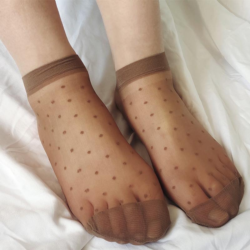 春夏波点丝袜超薄性感短袜