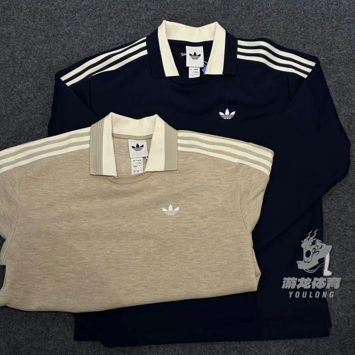 阿迪达斯三叶草男长袖运动POLO