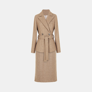 兰玫瑰大码女装秋冬新品羊毛知性气质套装高端职业毛呢外套半身裙