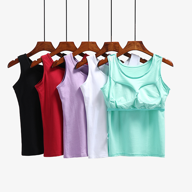 纯棉吊带背心女罩杯一体式带胸垫免穿文胸内衣小内搭抹胸打底黑色