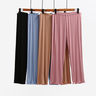 孕妇睡裤 可调节裤 莫代尔宽松孕妇产后家居裤 托腹打底裤 子 薄款 夏季
