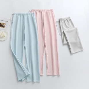 高腰直筒家居裤 可调节孕妇睡裤 加厚宽松产妇大码 纯棉秋冬季 女长裤