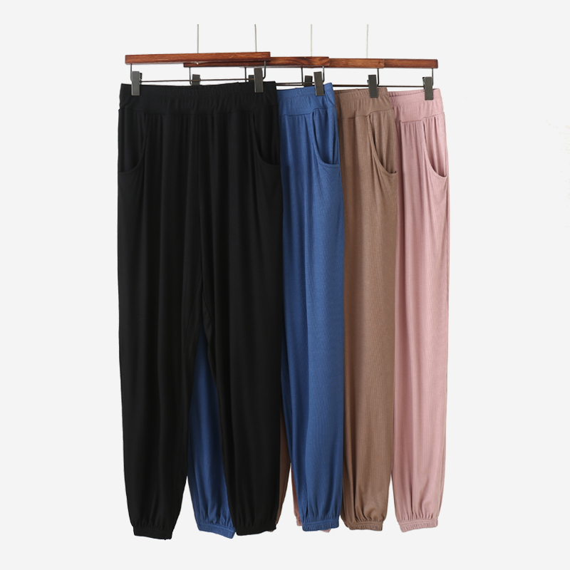 春夏莫代尔螺纹女长裤防蚊裤宽松家居裤可外穿休闲裤灯笼裤瑜伽裤