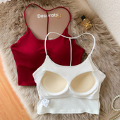 打底上衣 美背短款 挂脖吊带背心女内搭夏季 2025带胸垫文胸一体修身