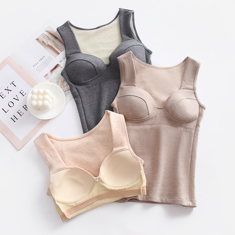 德绒保暖背心女冬加绒内衣带胸垫上衣发热加厚内穿紧身秋衣打底棉,女士内衣/男士内衣/家居服,保暖上装,淘宝优惠券,粉丝福利购,淘宝优惠卷