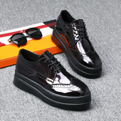 2025新款 休闲单鞋 真皮增高厚底松糕鞋 山山女鞋 英伦风布洛克小皮鞋