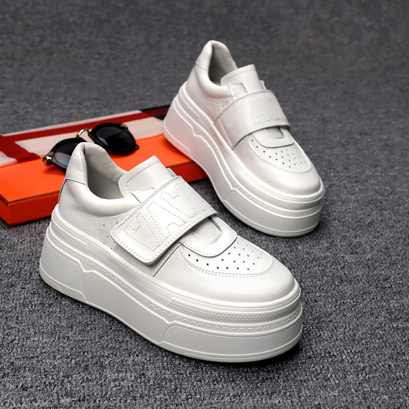 真皮厚底小白鞋女2025秋季新款魔术贴增高松糕运动休闲鞋百搭板鞋,女鞋,时尚休闲鞋,淘宝优惠券,粉丝福利购,淘宝优惠卷
