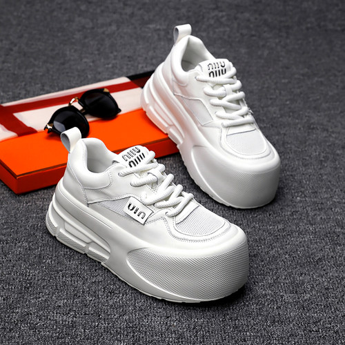 山山真皮厚底丑萌大头小白鞋女