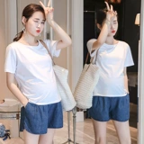 Джинсовая юбка для беременных, шорты, штаны, модная тонкая летняя одежда с поддержкой живота, 2018, городской стиль, свободный крой