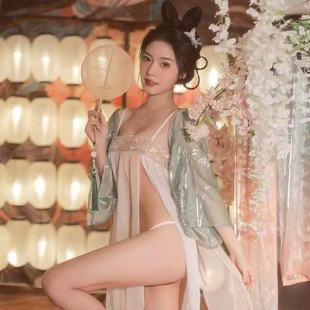 新款国风娘娘睡衣高档抹胸宫廷汉服纯欲风肚兜诱惑晴趣睡裙套装