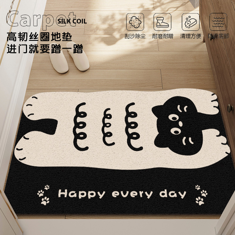 卡通丝圈入户门地垫防滑耐磨刮泥蹭土防水防污家用大门口脚垫定制