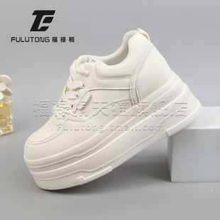 福禄桐小白鞋女2025新款秋季厚底增高休闲运动板鞋小个子透气女鞋