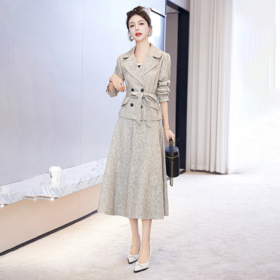 小西装系带搭配整套装连衣裙女